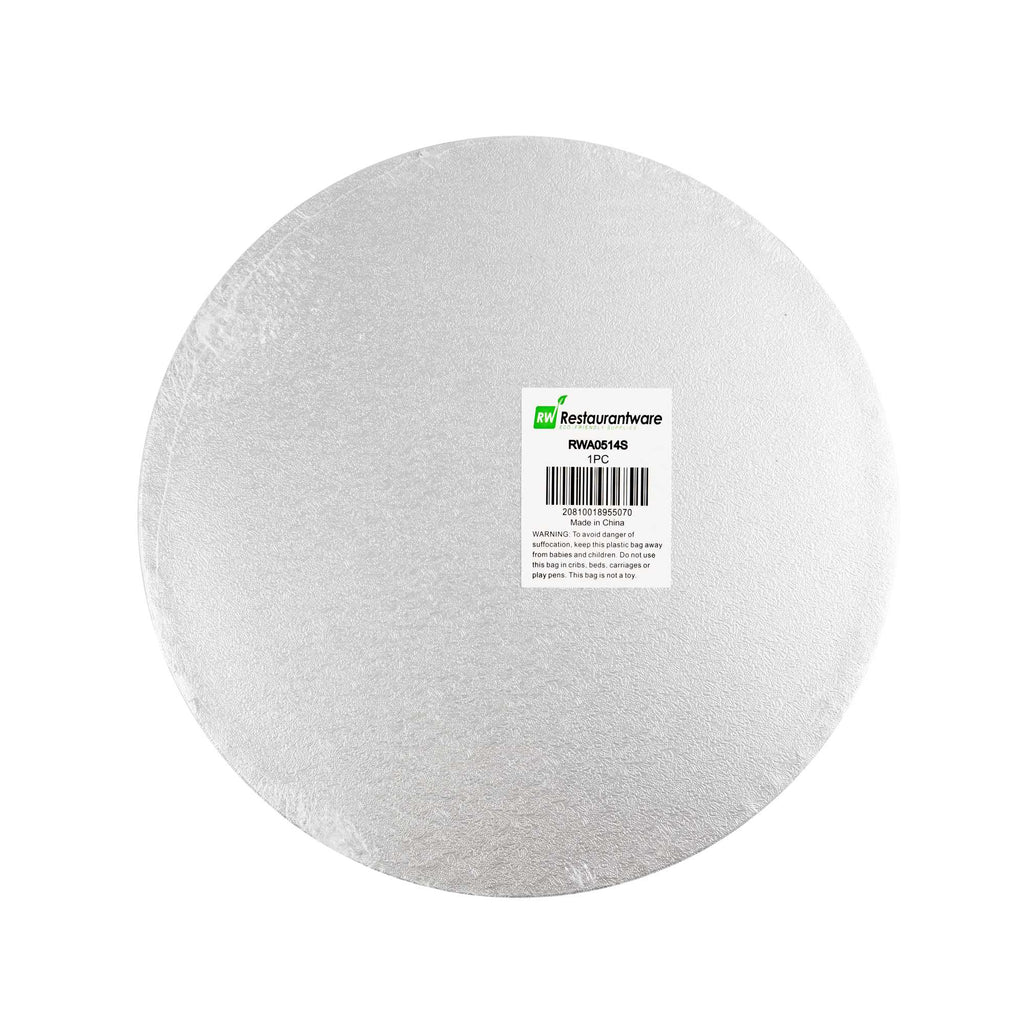 Pastry Tek Round Metallic Silver Cardboard Cake Drum Board - Covered Edge - 12" x 12" x 1/2" - 1 count box