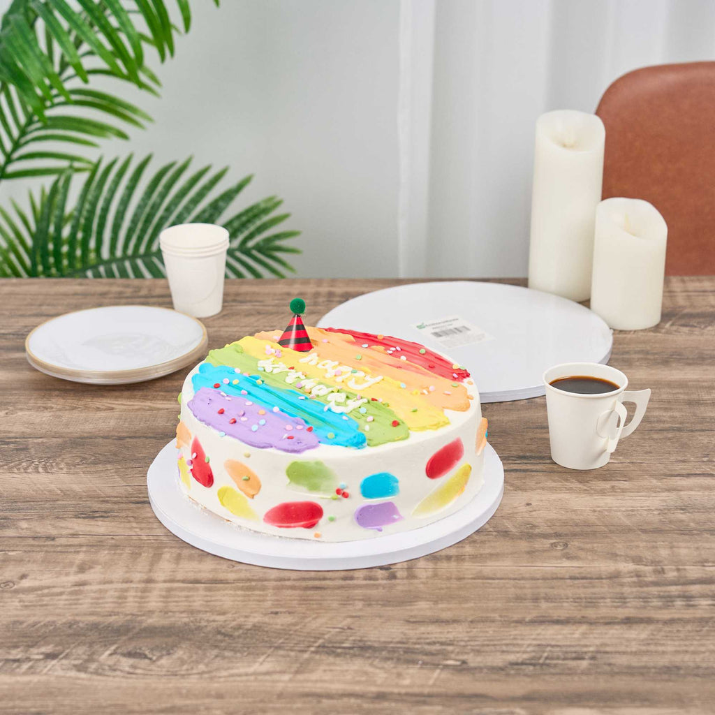 Pastry Tek Round White Cardboard Cake Drum Board - Covered Edge - 12" x 12" x 1/2" - 1 count box