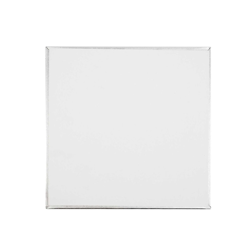 Pastry Tek Square Metallic Silver Cardboard Cake Drum Board - Covered Edge - 10" x 10" x 1/2" - 1 count box