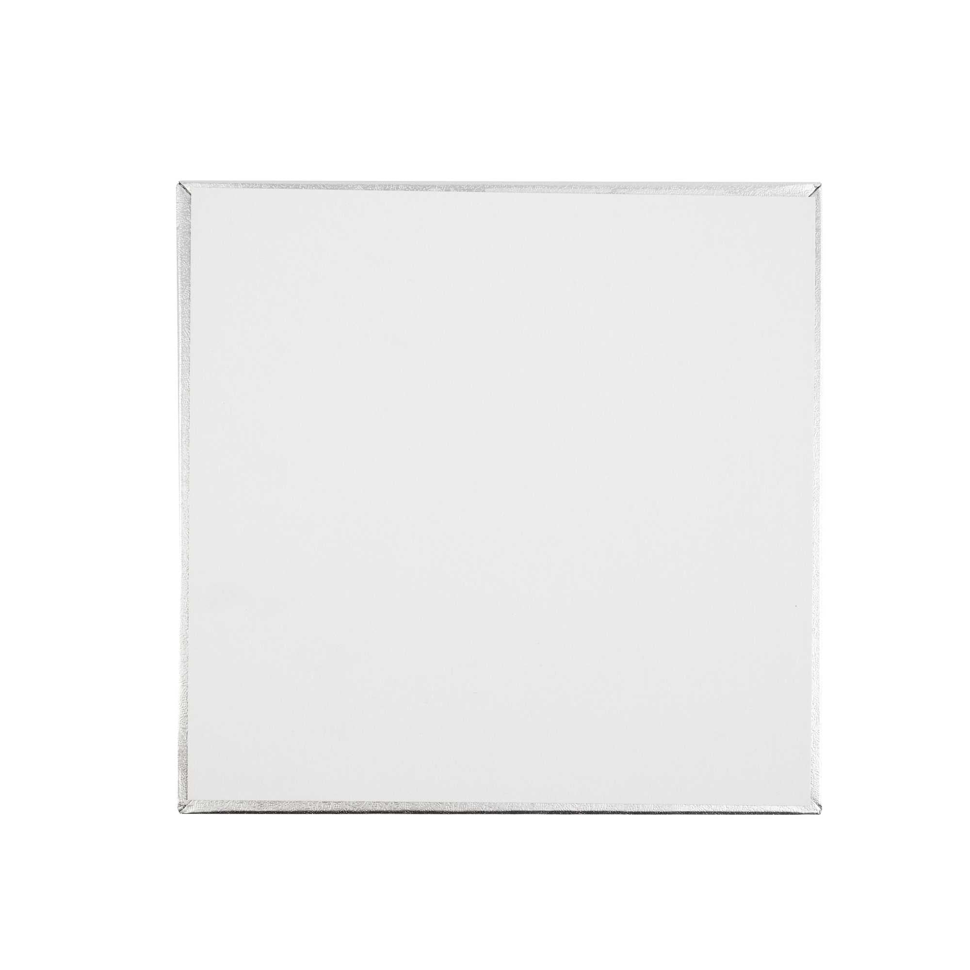 Pastry Tek Square Metallic Silver Cardboard Cake Drum Board - Covered Edge - 10" x 10" x 1/2" - 1 count box