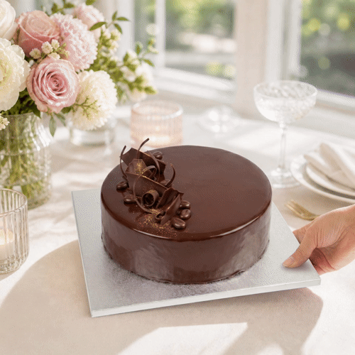Pastry Tek Square Metallic Silver Cardboard Cake Drum Board - Covered Edge - 12" x 12" x 1/2" - 1 count box