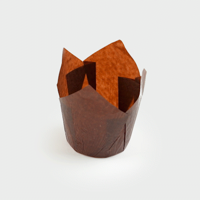 Panificio 4 oz Brown Paper Tulip Baking Cup - Greaseproof - 3 1/2" x 3 1/2" x 3 1/2" - 200 count box