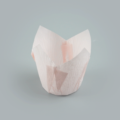 Panificio 4 oz Pink Paper Tulip Baking Cup - Greaseproof - 3 1/2" x 3 1/2" x 3 1/2" - 200 count box