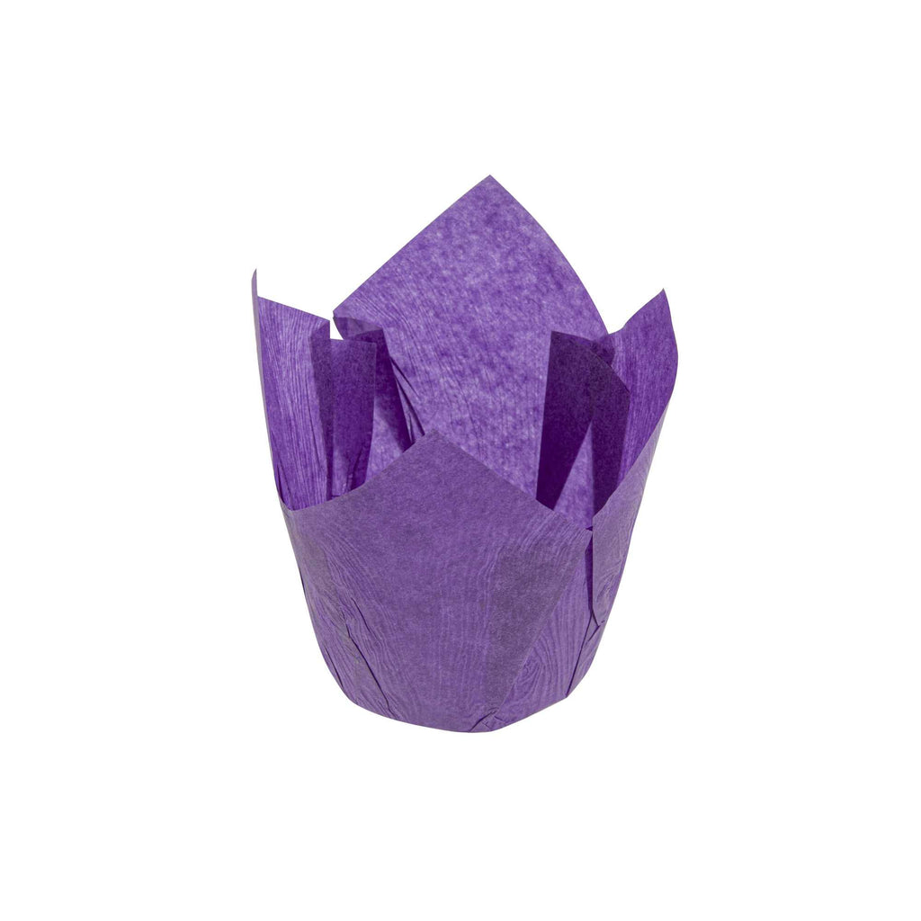 Panificio 4 oz Violet Paper Tulip Baking Cup - Greaseproof - 3 1/2" x 3 1/2" x 3 1/2" - 200 count box