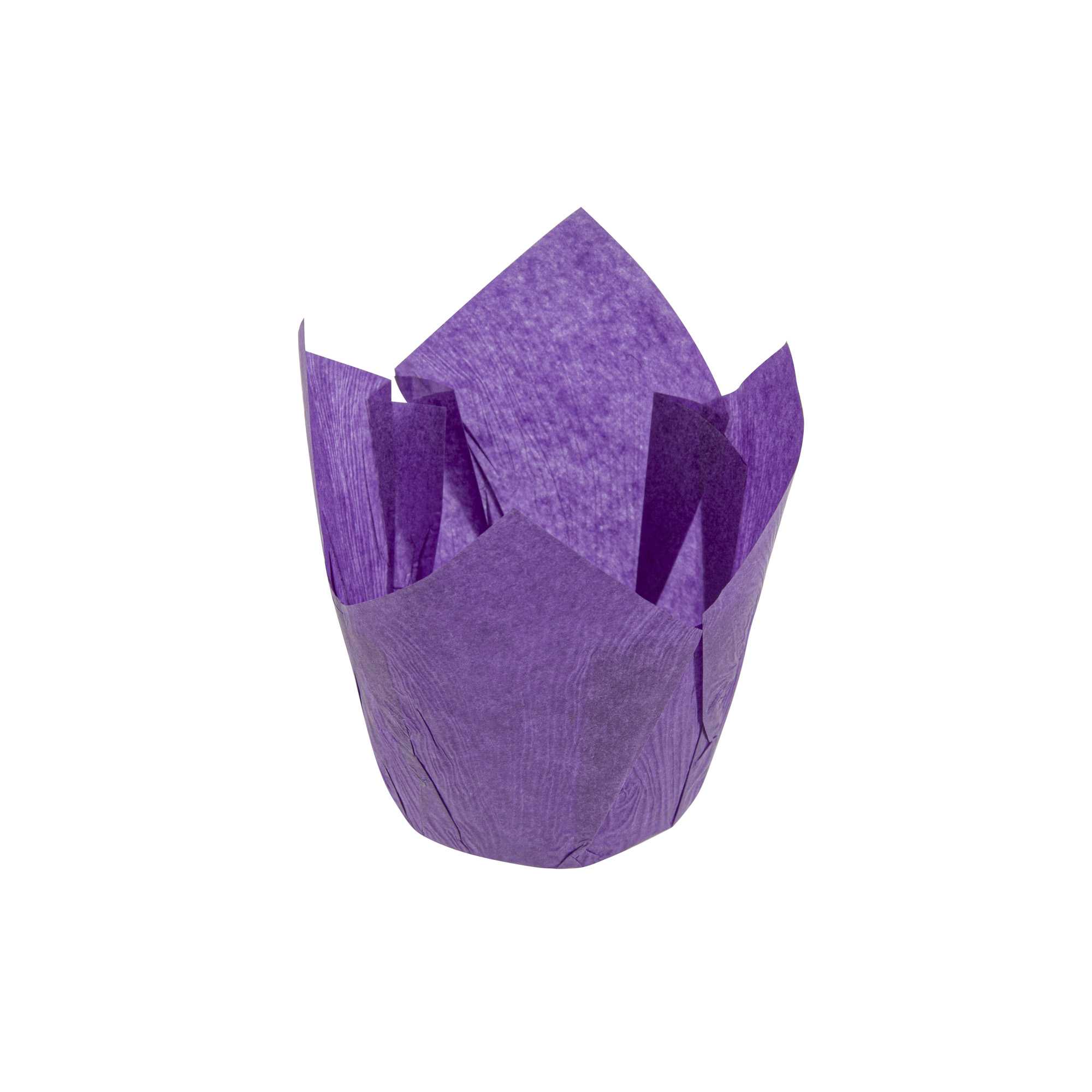 Panificio 4 oz Violet Paper Tulip Baking Cup - Greaseproof - 3 1/2" x 3 1/2" x 3 1/2" - 200 count box