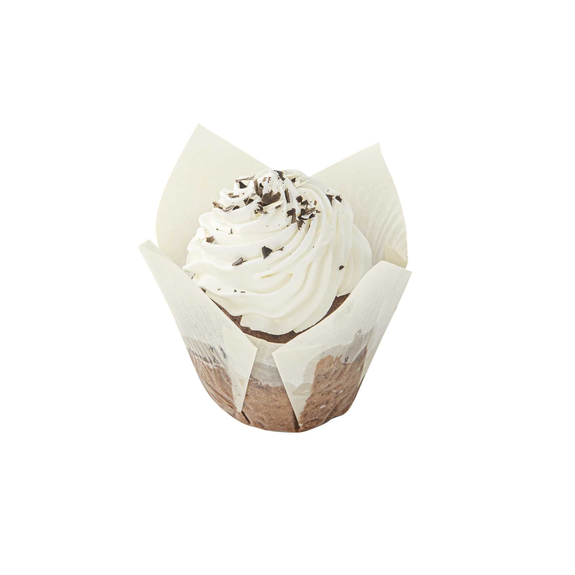 Panificio 4 oz White Paper Tulip Baking Cup - Greaseproof - 3 1/2" x 3 1/2" x 3 1/2" - 200 count box