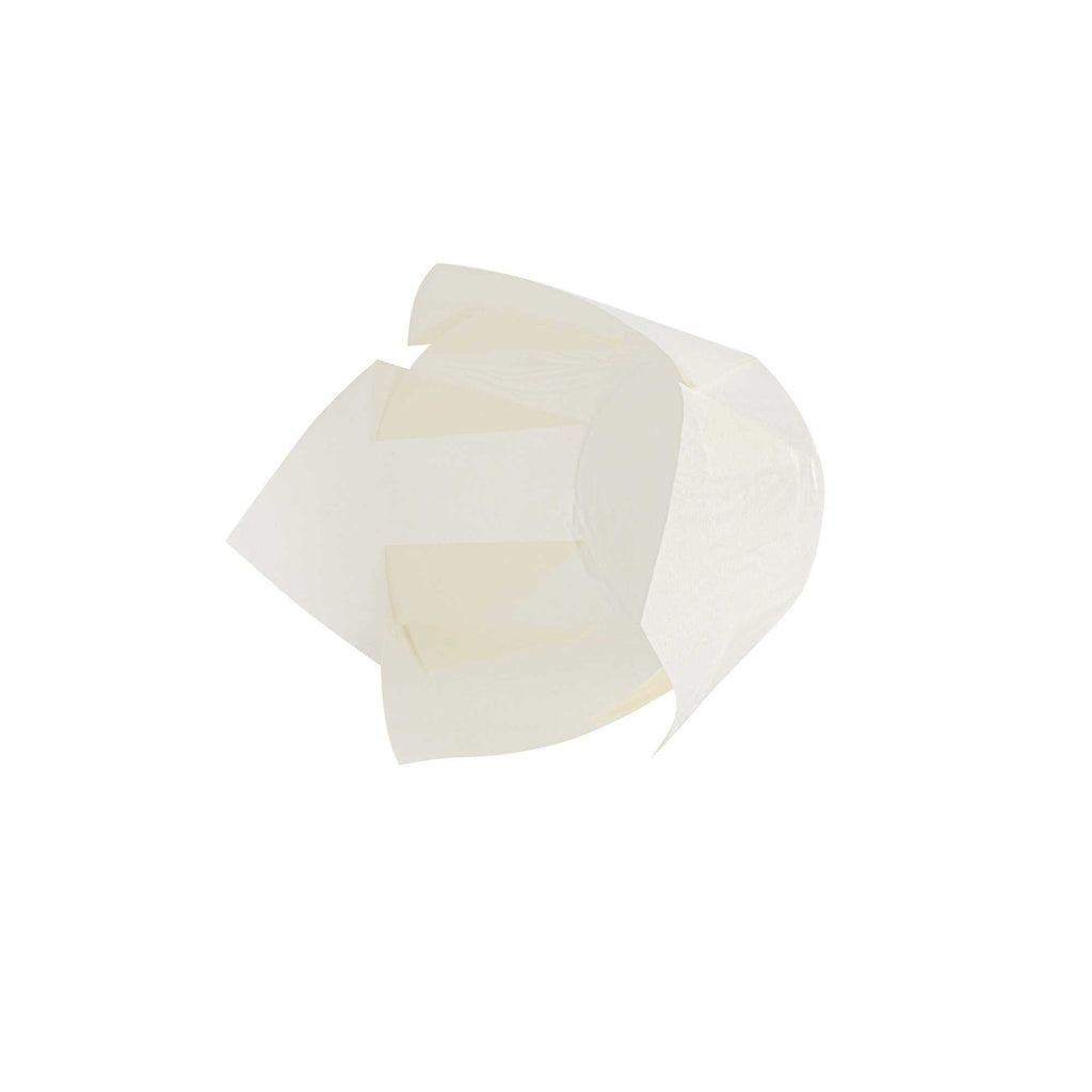 Panificio 4 oz White Paper Tulip Baking Cup - Greaseproof - 3 1/2" x 3 1/2" x 3 1/2" - 200 count box