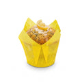 Panificio 4 oz Yellow Paper Tulip Baking Cup - Greaseproof - 3 1/2" x 3 1/2" x 3 1/2" - 200 count box