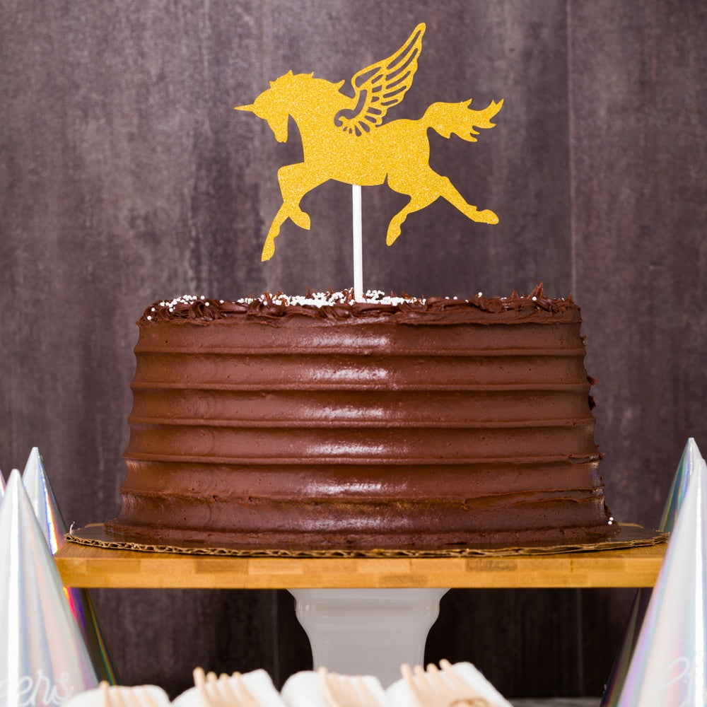 Top Cake Gold Paper Unicorn Cake Topper - Glitter - 6" x 4 1/4" - 10 count box