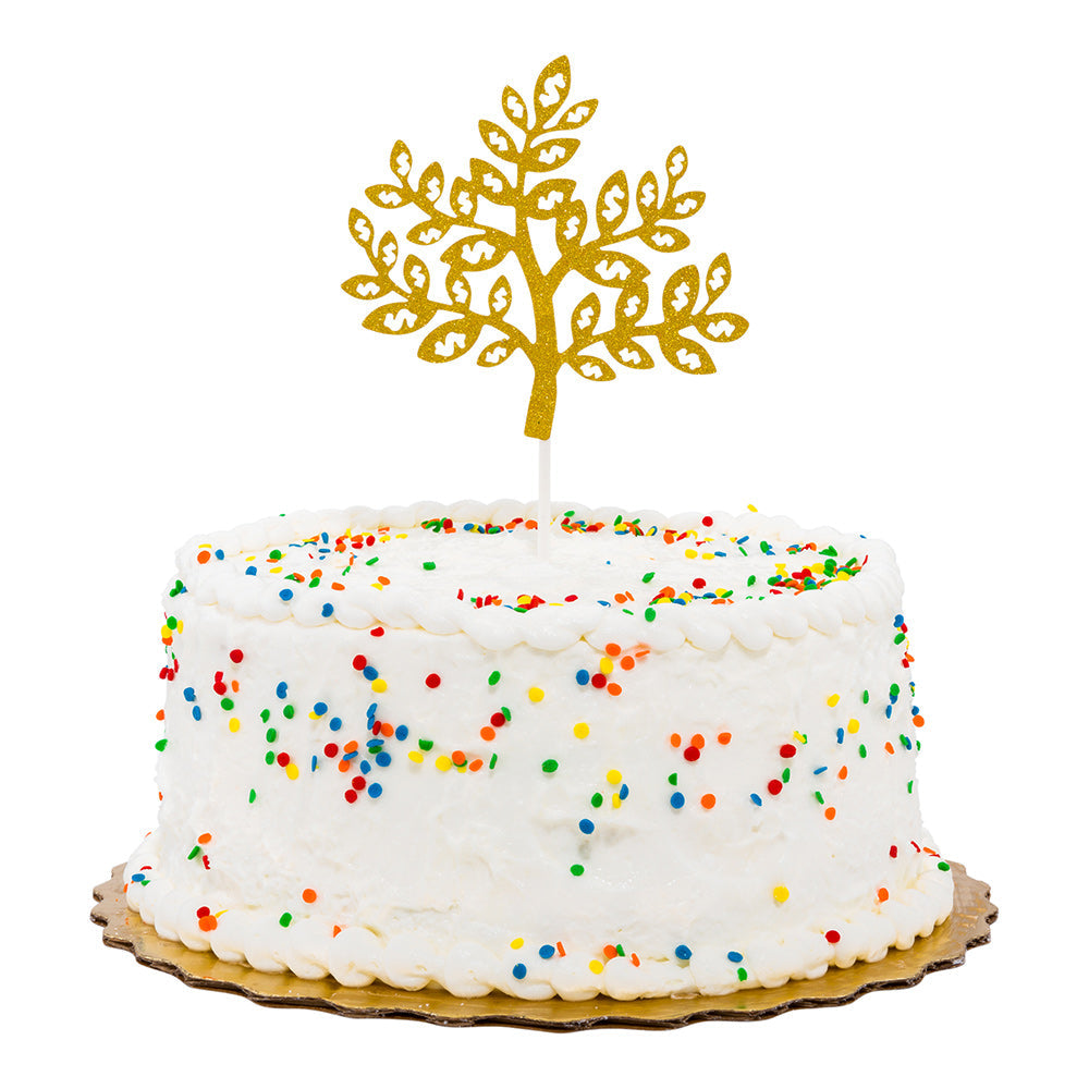 Top Cake Gold Paper Money Tree Cake Topper - Glitter - 7" x 4 1/2" - 10 count box
