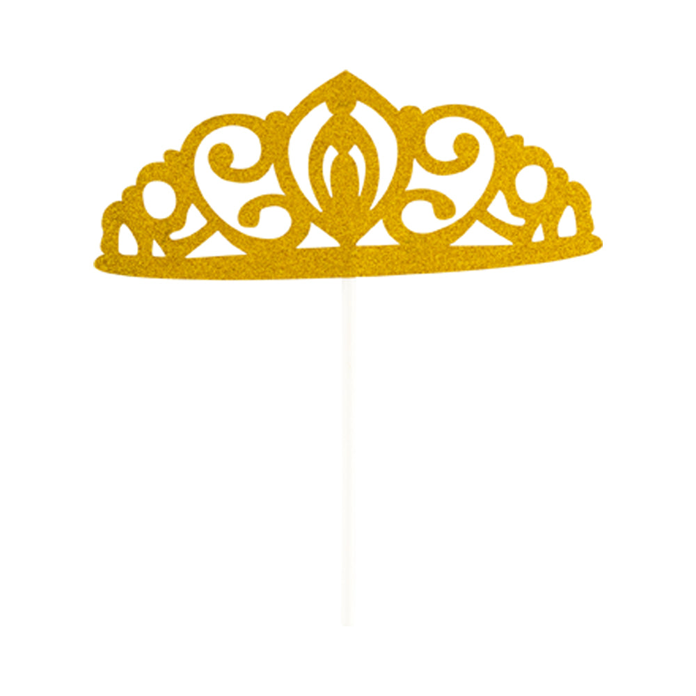 Top Cake Gold Paper Tiara Cake Topper - Glitter - 8" x 3 3/4" - 10 count box