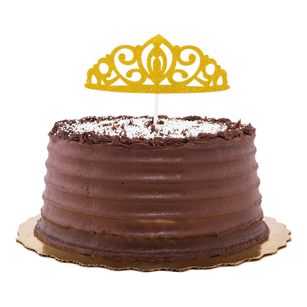 Top Cake Gold Paper Tiara Cake Topper - Glitter - 8" x 3 3/4" - 10 count box