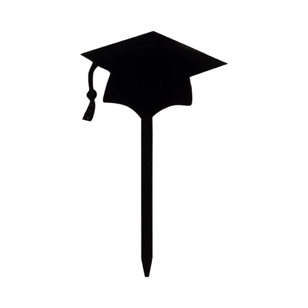 Top Cake Black Acrylic Graduation Cap Cake Topper - 3" x 1 1/2" - 10 count box
