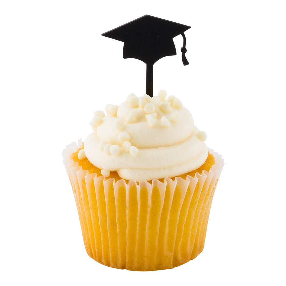 Top Cake Black Acrylic Graduation Cap Cake Topper - 3" x 1 1/2" - 10 count box