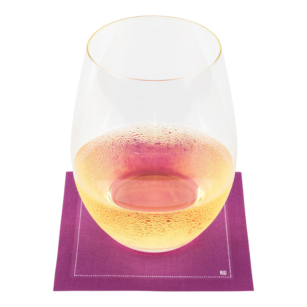 Luxenap Square Purple Cotton Cocktail Napkin - Organic, Disposable - 4 1/2" x 4 1/2" - 50 count box