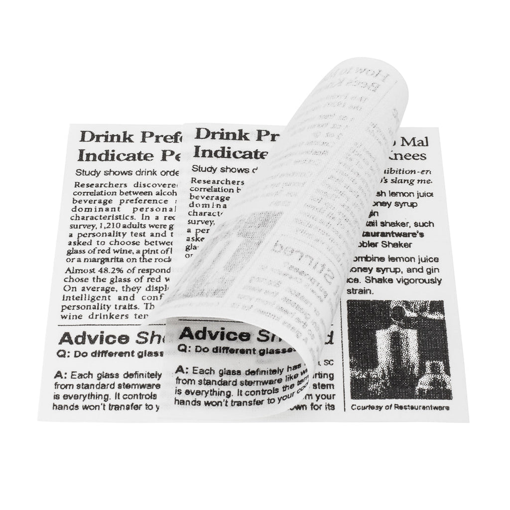 Luxenap Square Newsprint Cotton Cocktail Napkin - Organic, Disposable - 4 1/2" x 4 1/2" - 50 count box