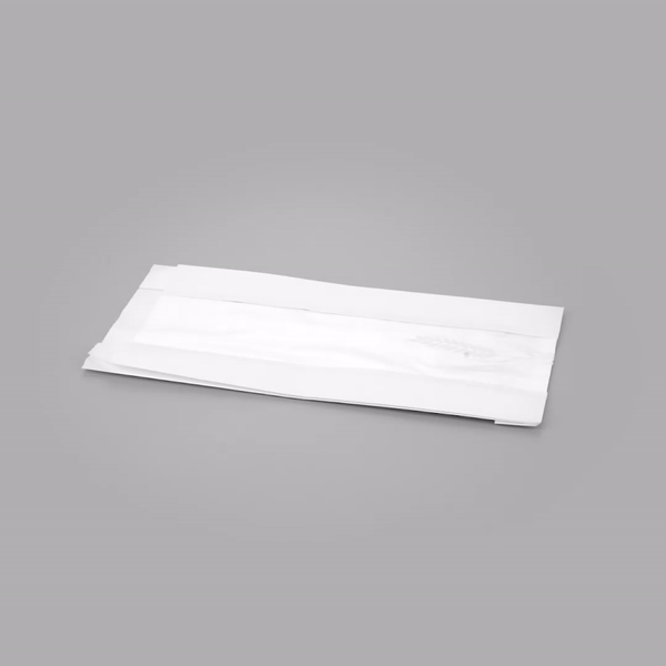 Bag Tek White Paper Bread Bag - Micro-Perforated, Greaseproof, Wheat Pattern - 5 3/4" x 2 3/4" x 11 1/2" - 100 count box
