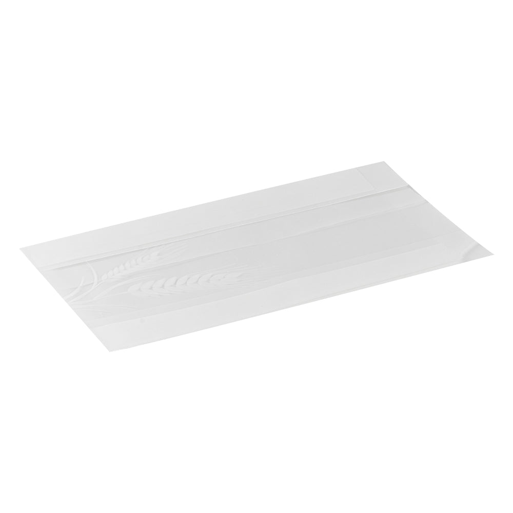 Bag Tek White Paper Bread Bag - Micro-Perforated, Greaseproof, Wheat Pattern - 4 1/2" x 2 1/2" x 8 1/2" - 100 count box