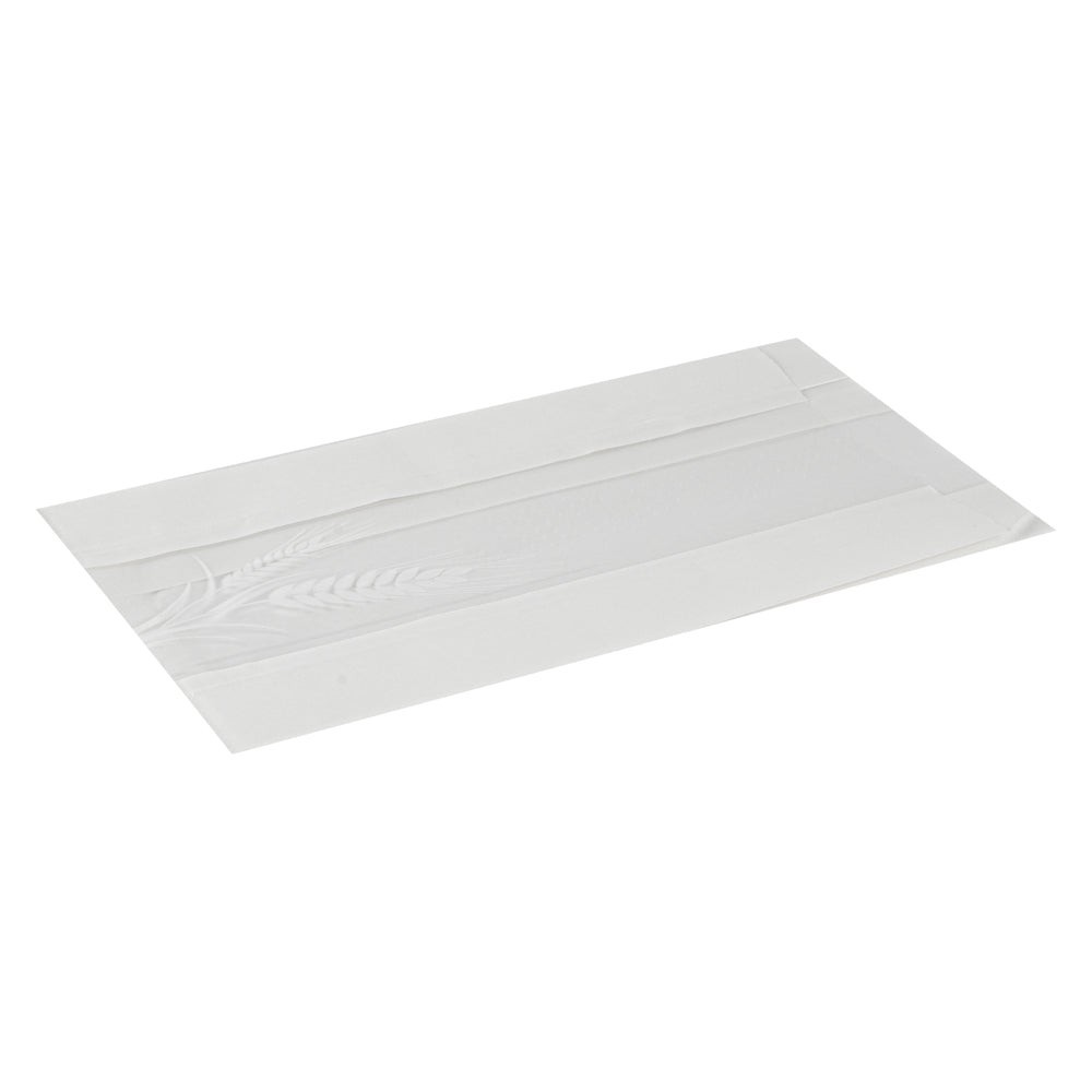 Bag Tek White Paper Bread Bag - Micro-Perforated, Greaseproof, Wheat Pattern - 6" x 2 3/4" x 10" - 100 count box