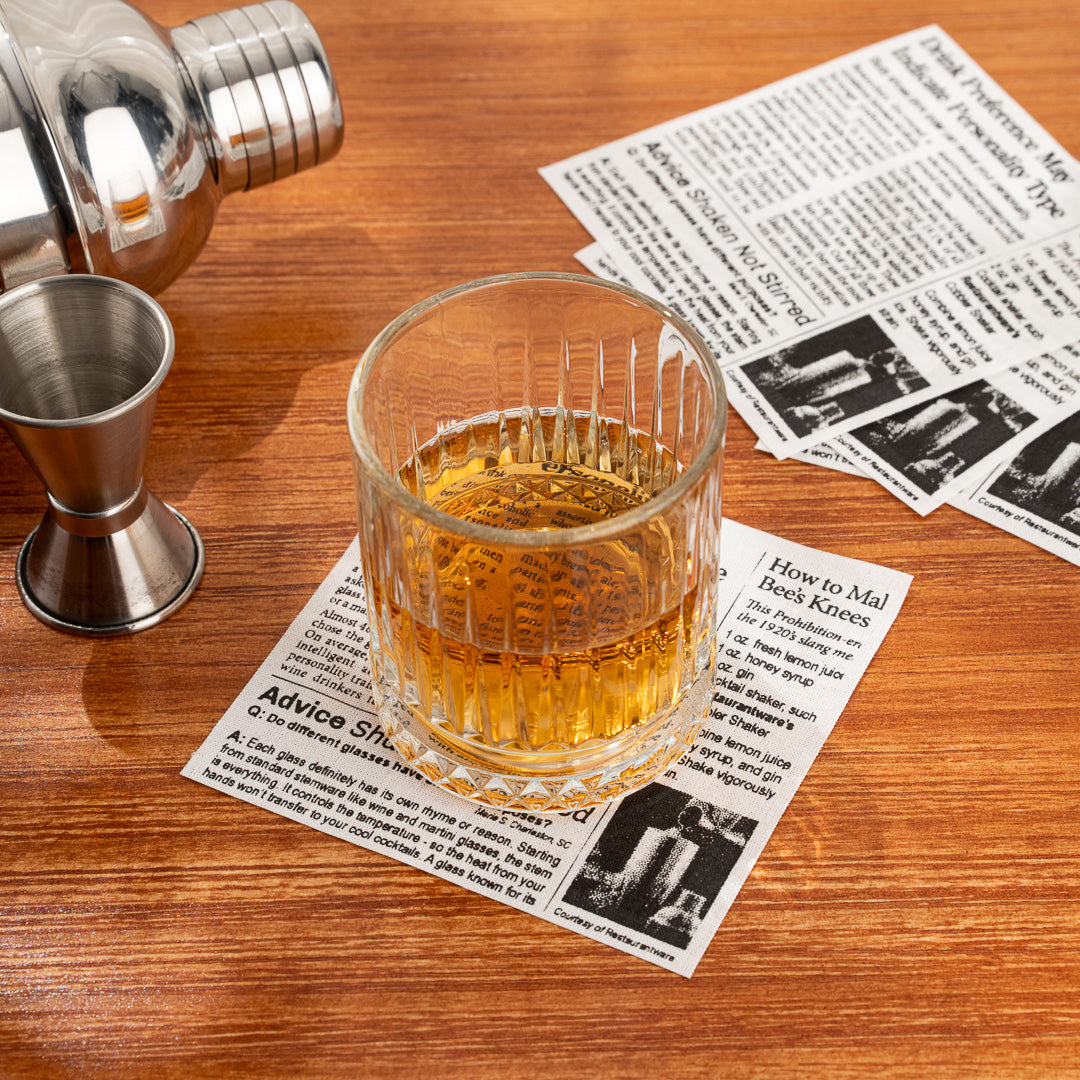 Luxenap Square Newsprint Cotton Cocktail Napkin - Organic, Disposable - 4 1/2" x 4 1/2" - 500 count box