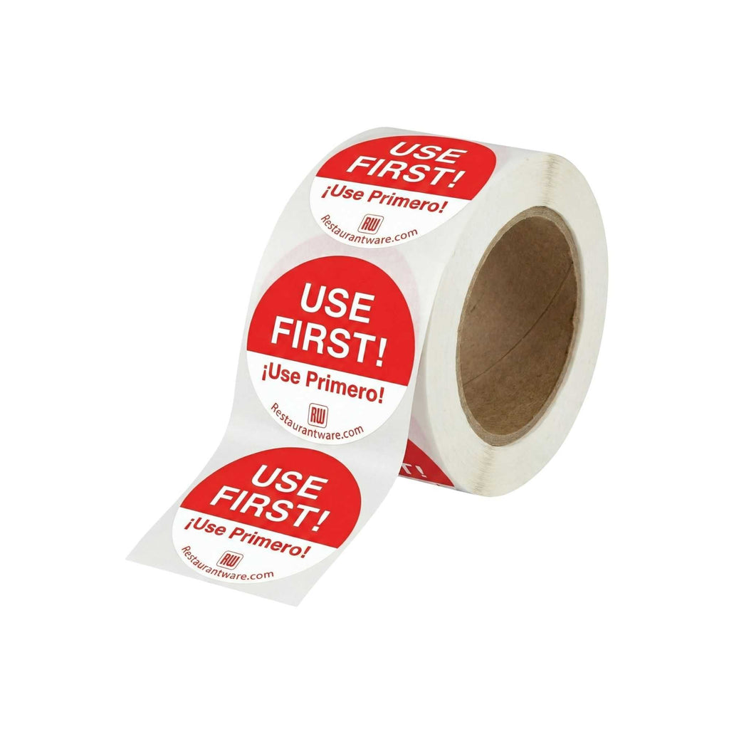 RW Smart Red Paper Use First Food Rotation Label - Removable, Bilingual - 2" x 2" - 500 count roll