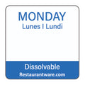 RW Smart Blue Paper Weekly Monday Food Rotation Label - Dissolvable, Trilingual - 1" x 1" - 500 count roll