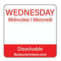 RW Smart Red Paper Weekly Wednesday Food Rotation Label - Dissolvable, Trilingual - 1" x 1" - 500 count roll