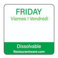 RW Smart Green Paper Weekly Friday Food Rotation Label - Dissolvable, Trilingual - 1" x 1" - 500 count roll