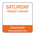 RW Smart Orange Paper Weekly Saturday Food Rotation Label - Dissolvable, Trilingual - 1" x 1" - 500 count roll