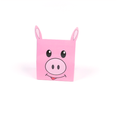 Pastry Tek Paper Happy Pig Candy and Gift Box - 4" x 2" x 5" - 100 count box