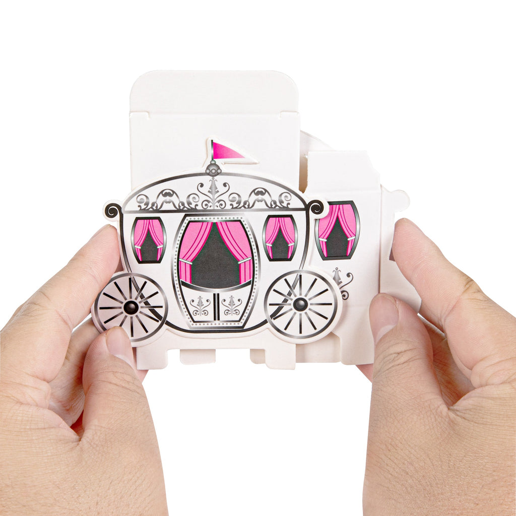 Pastry Tek White Paper Princess Carriage Candy and Gift Box - 2 1/2" x 1 1/4" x 1 3/4" - 100 count box