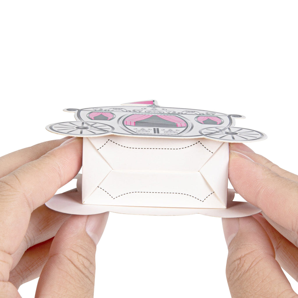 Pastry Tek White Paper Princess Carriage Candy and Gift Box - 2 1/2" x 1 1/4" x 1 3/4" - 100 count box