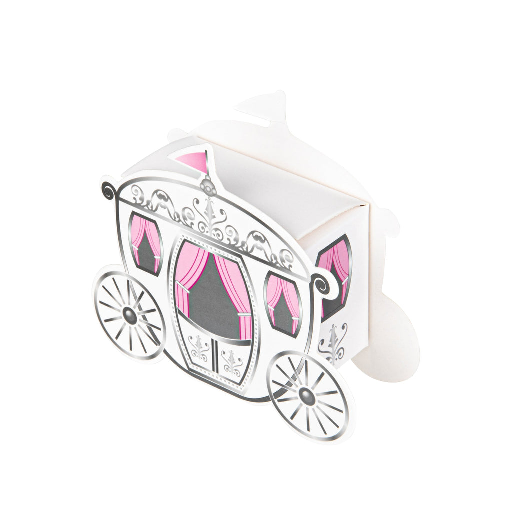 Pastry Tek White Paper Princess Carriage Candy and Gift Box - 2 1/2" x 1 1/4" x 1 3/4" - 100 count box