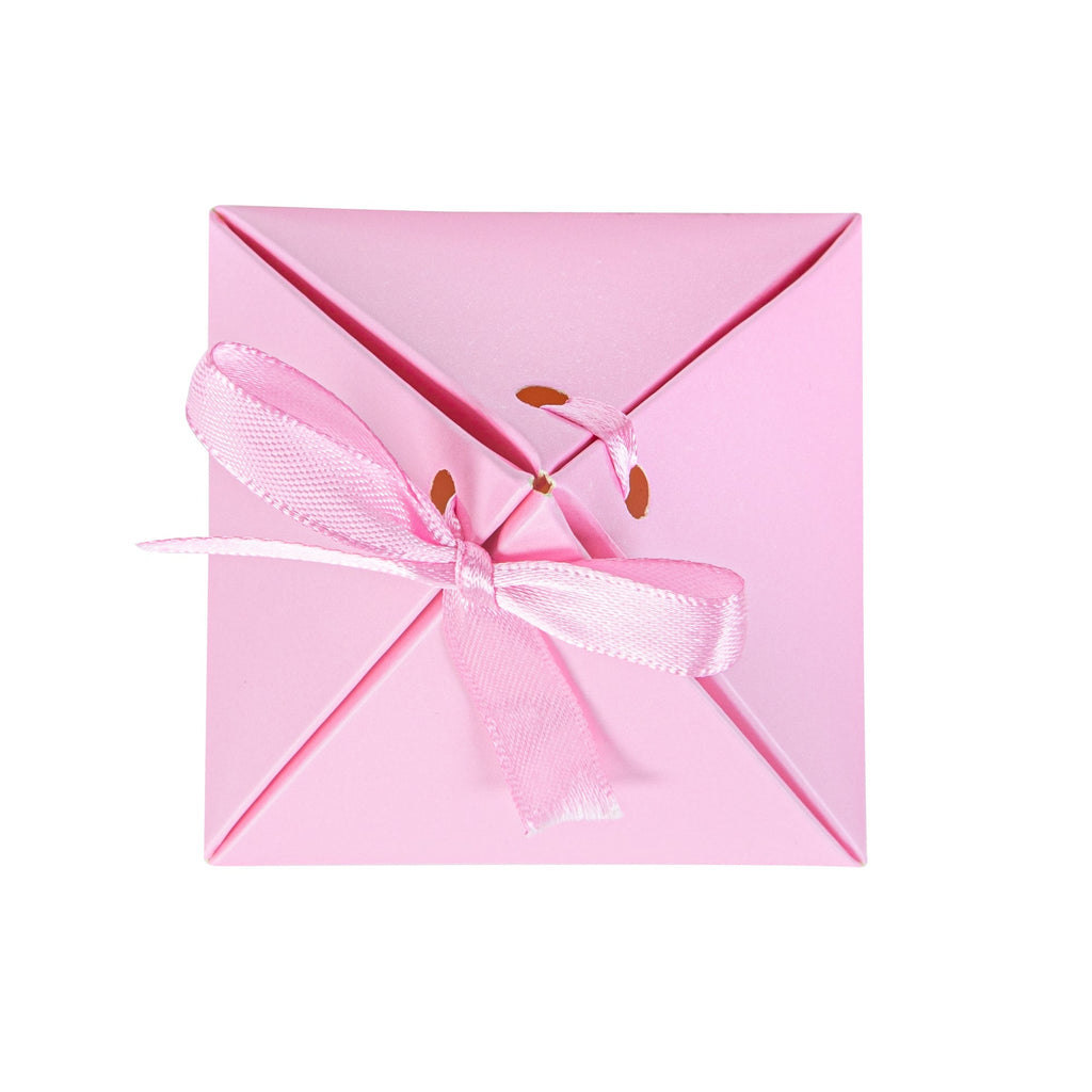 Pastry Tek Pink Pyramid Paper Candy and Gift Box - 3" x 3" x 3" - 100 count box