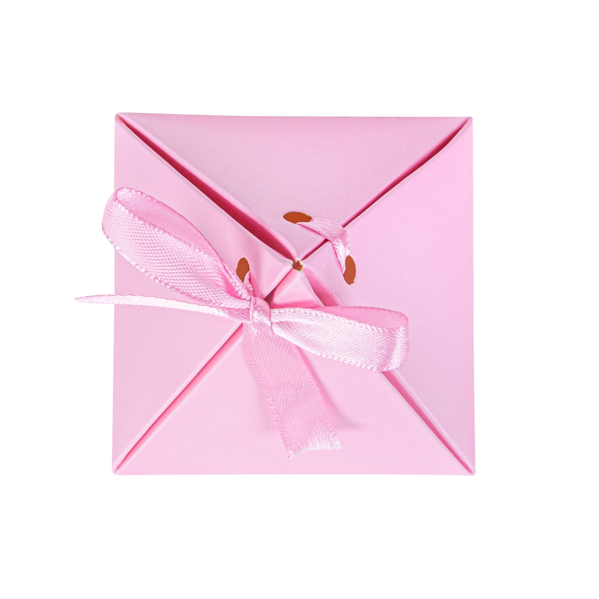 Pastry Tek Pink Pyramid Paper Candy and Gift Box - 3" x 3" x 3" - 100 count box