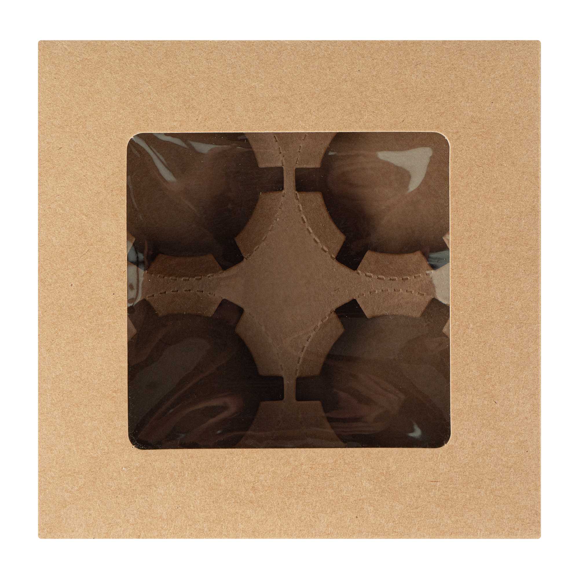 Cafe Vision Square Kraft Cupcake Window Box - Fits 4 - 6 1/4" x 6 1/4" x 3" - 100 count box