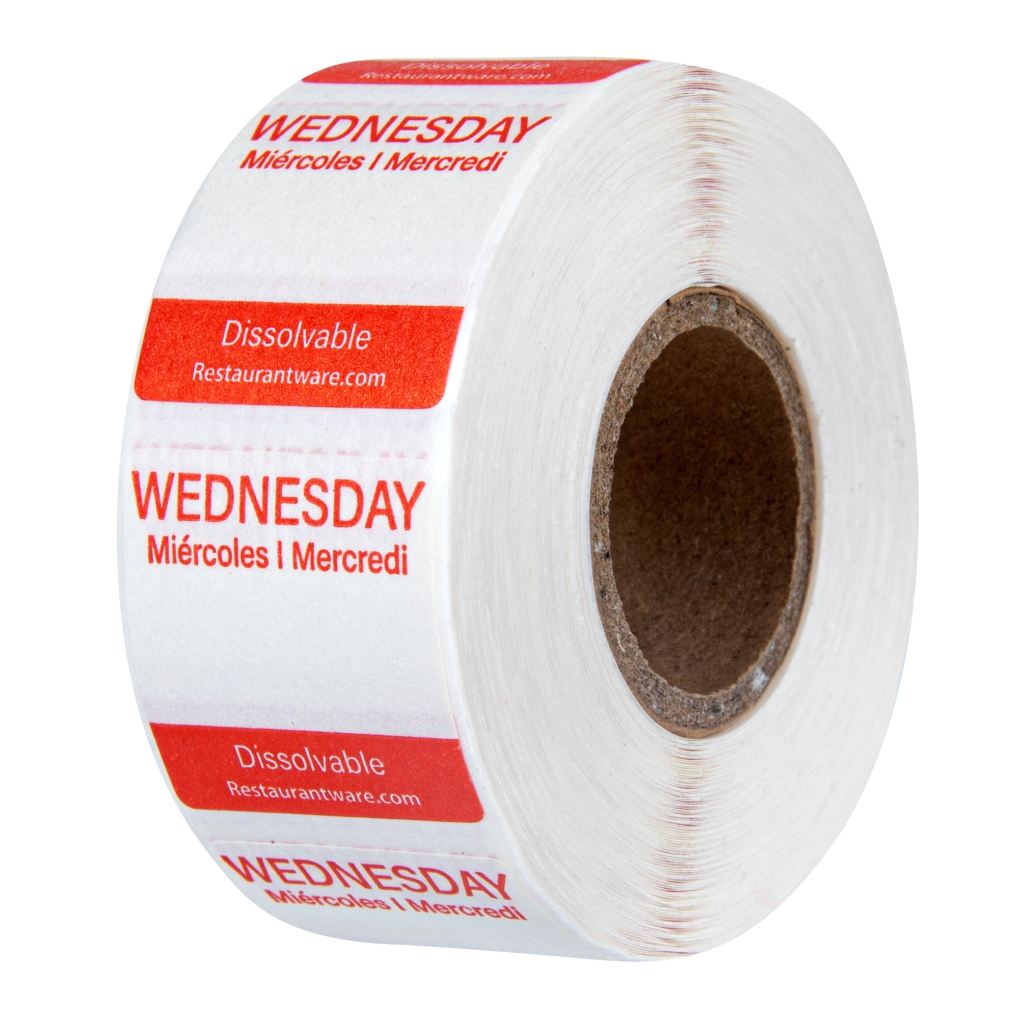 RW Smart 7-Day Weekly Food Rotation Label - Dissolvable, Trilingual - 1" x 1" - 3500 labels