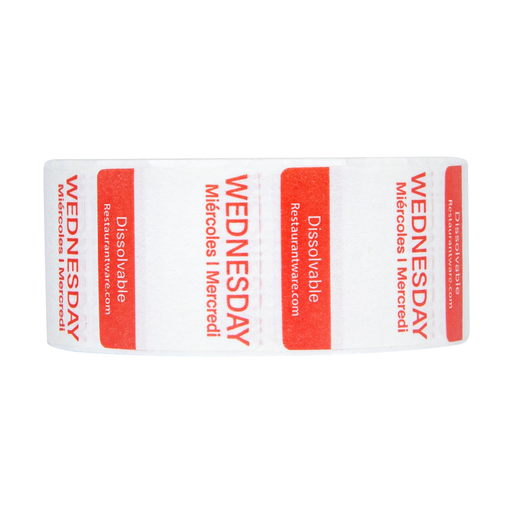 RW Smart 7-Day Weekly Food Rotation Label - Dissolvable, Trilingual - 1" x 1" - 3500 labels