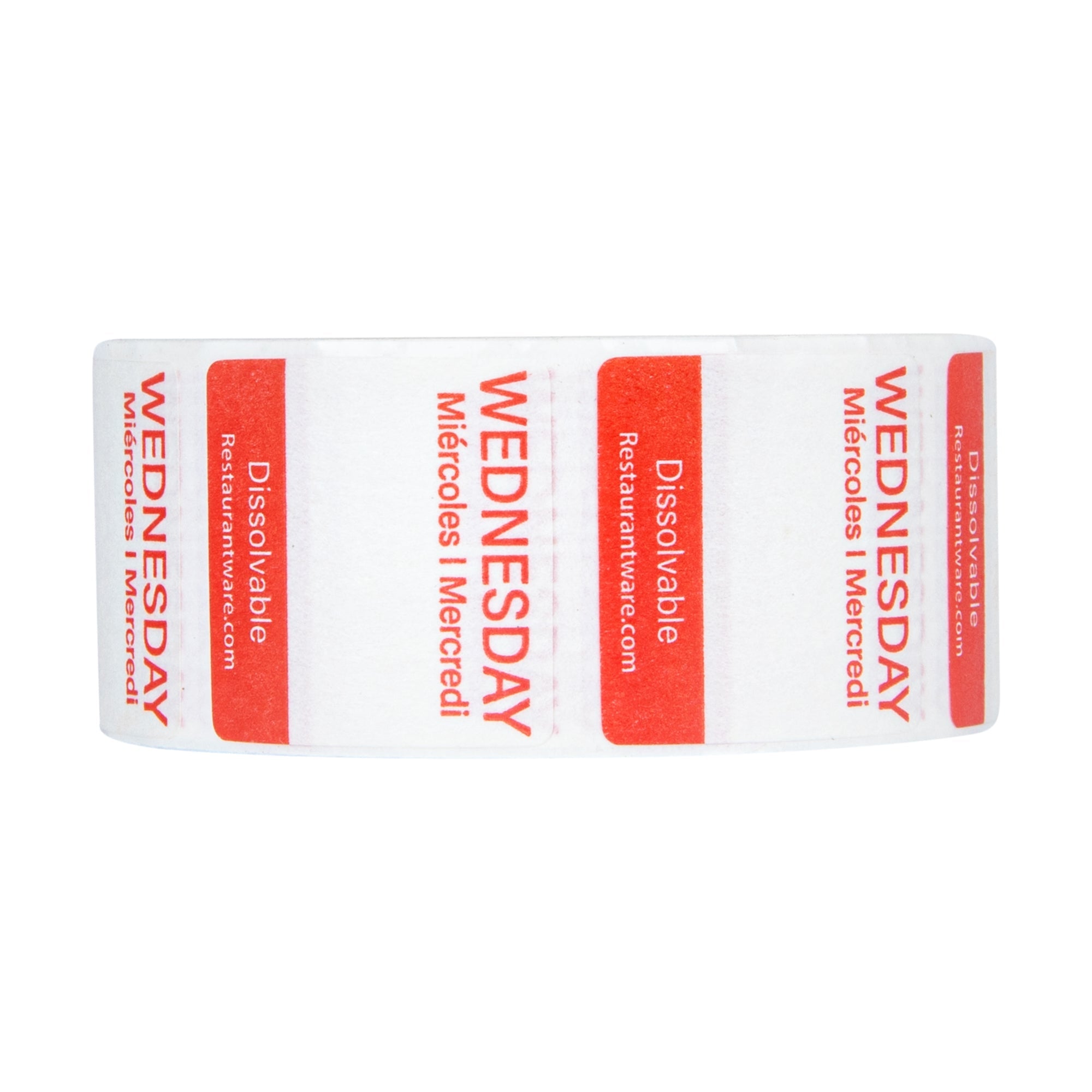 RW Smart 7-Day Weekly Food Rotation Label - Dissolvable, Trilingual - 1" x 1" - 3500 labels