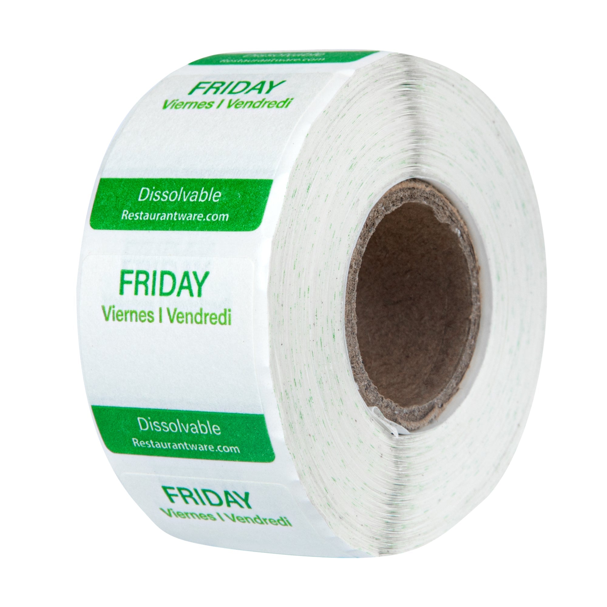 RW Smart 7-Day Weekly Food Rotation Label - Dissolvable, Trilingual - 1" x 1" - 3500 labels
