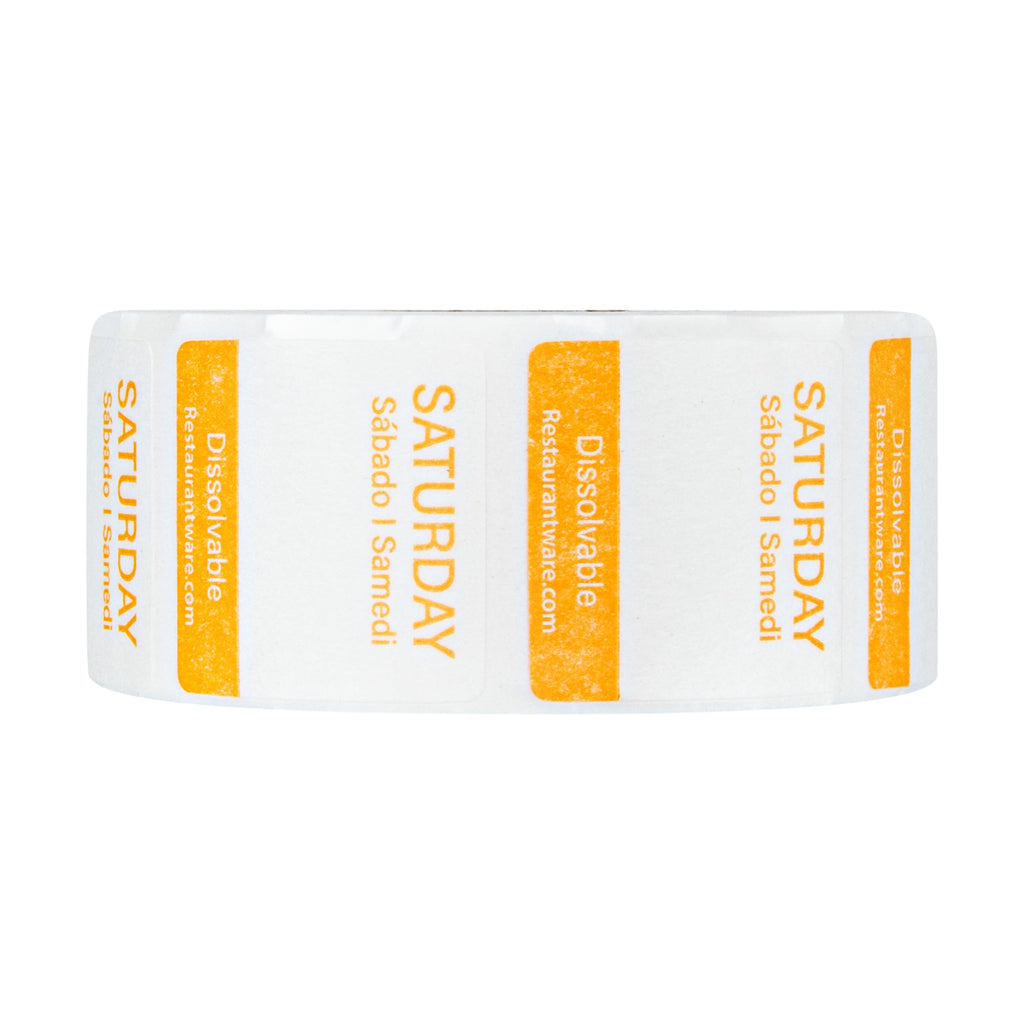 RW Smart 7-Day Weekly Food Rotation Label - Dissolvable, Trilingual - 1" x 1" - 3500 labels