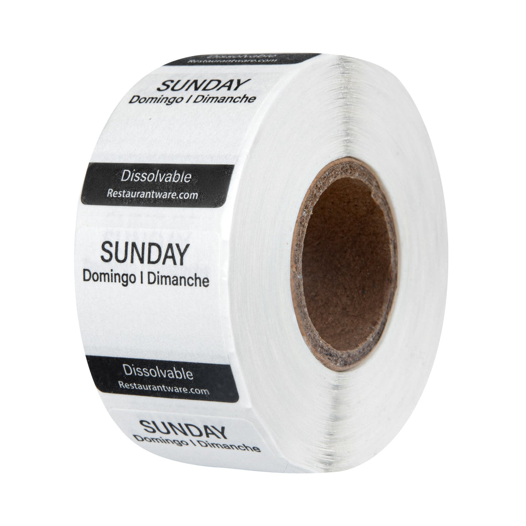 RW Smart 7-Day Weekly Food Rotation Label - Dissolvable, Trilingual - 1" x 1" - 3500 labels