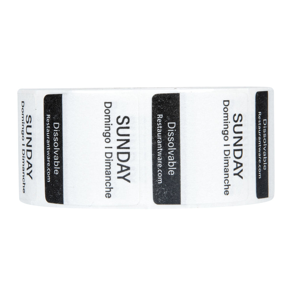 RW Smart 7-Day Weekly Food Rotation Label - Dissolvable, Trilingual - 1" x 1" - 3500 labels