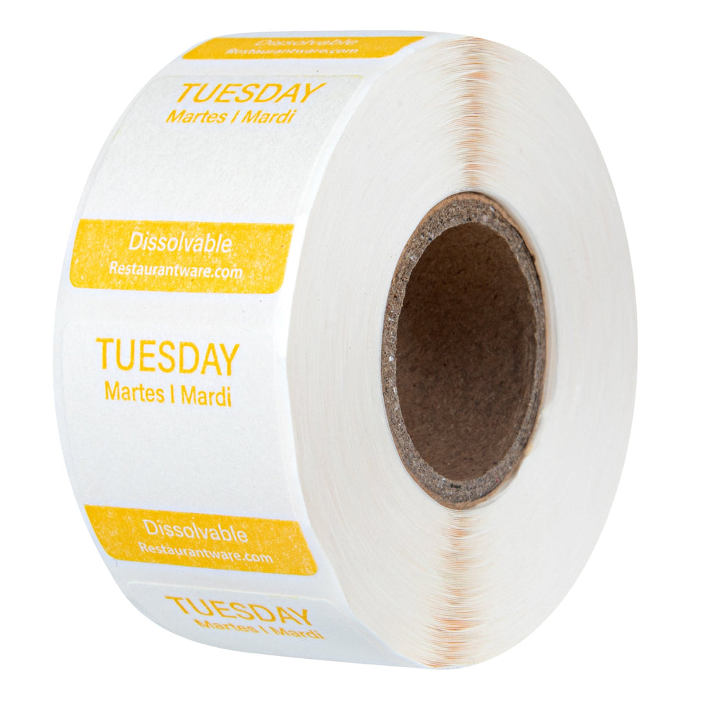 RW Smart 7-Day Weekly Food Rotation Label - Dissolvable, Trilingual - 1" x 1" - 3500 labels