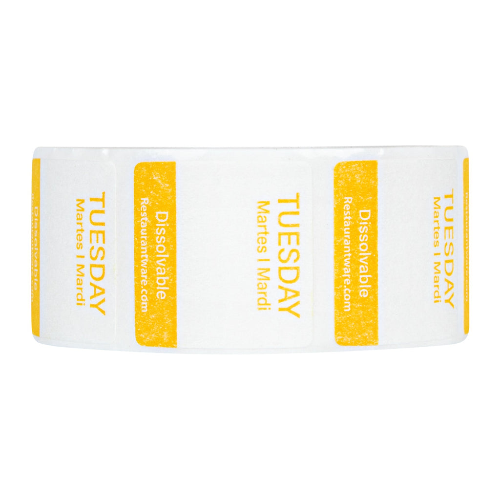 RW Smart 7-Day Weekly Food Rotation Label - Dissolvable, Trilingual - 1" x 1" - 3500 labels