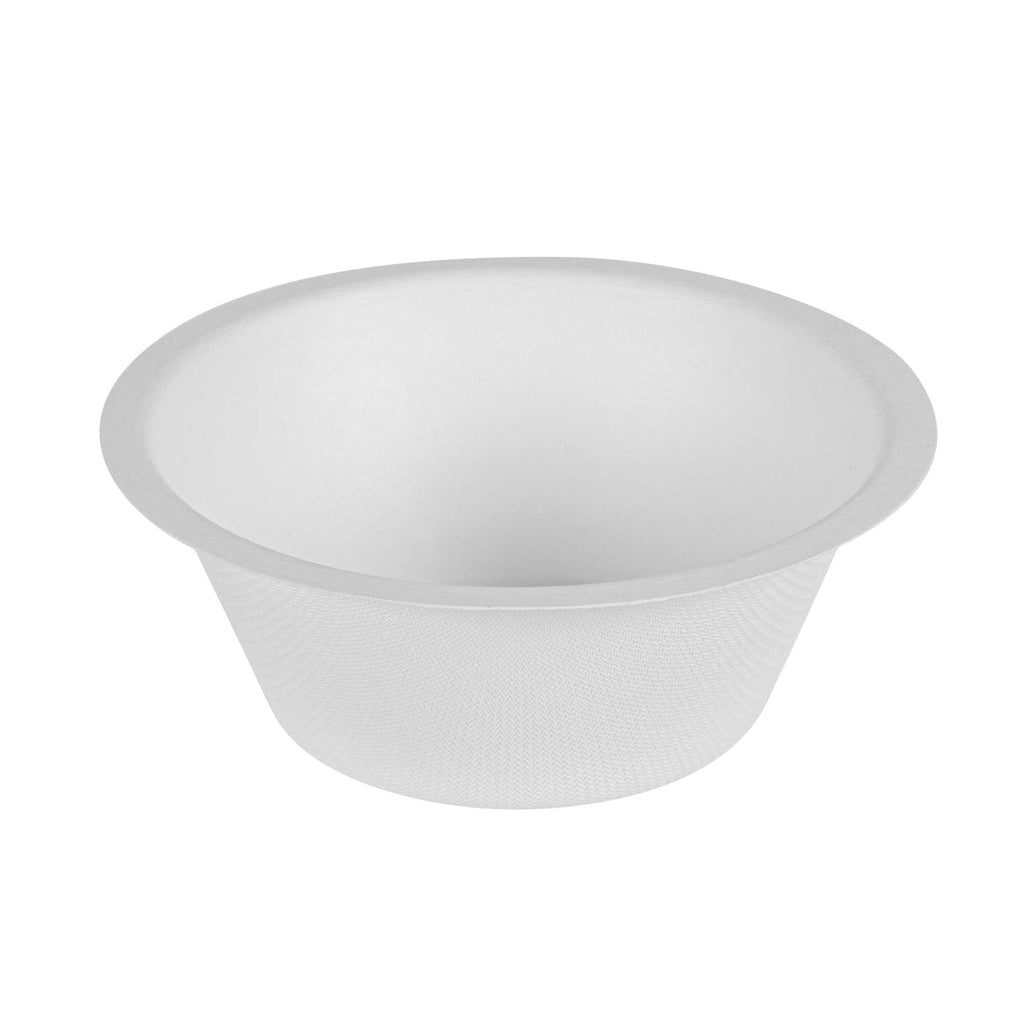 Pulp Tek 8 oz Round White Sugarcane / Bagasse Salad Bowl - 4 1/2" x 4 1/2" x 1 3/4" - 100 count box