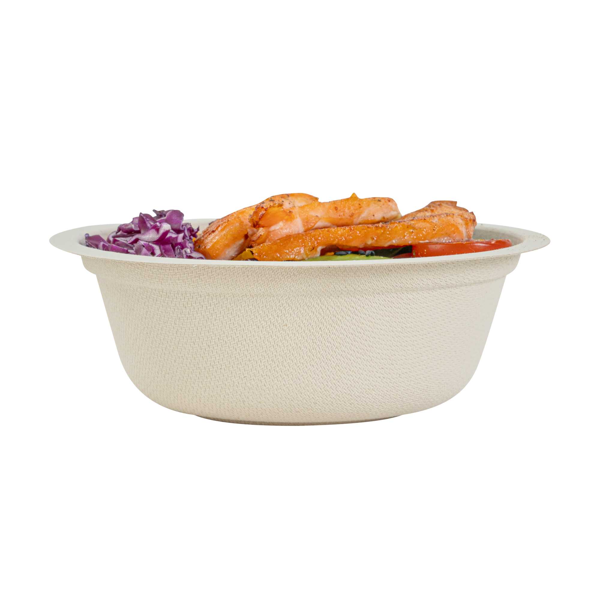Pulp Tek 12 oz Round Natural Sugarcane / Bagasse Salad Bowl - 5 1/4" x 5 1/4" x 1 3/4" - 100 count box