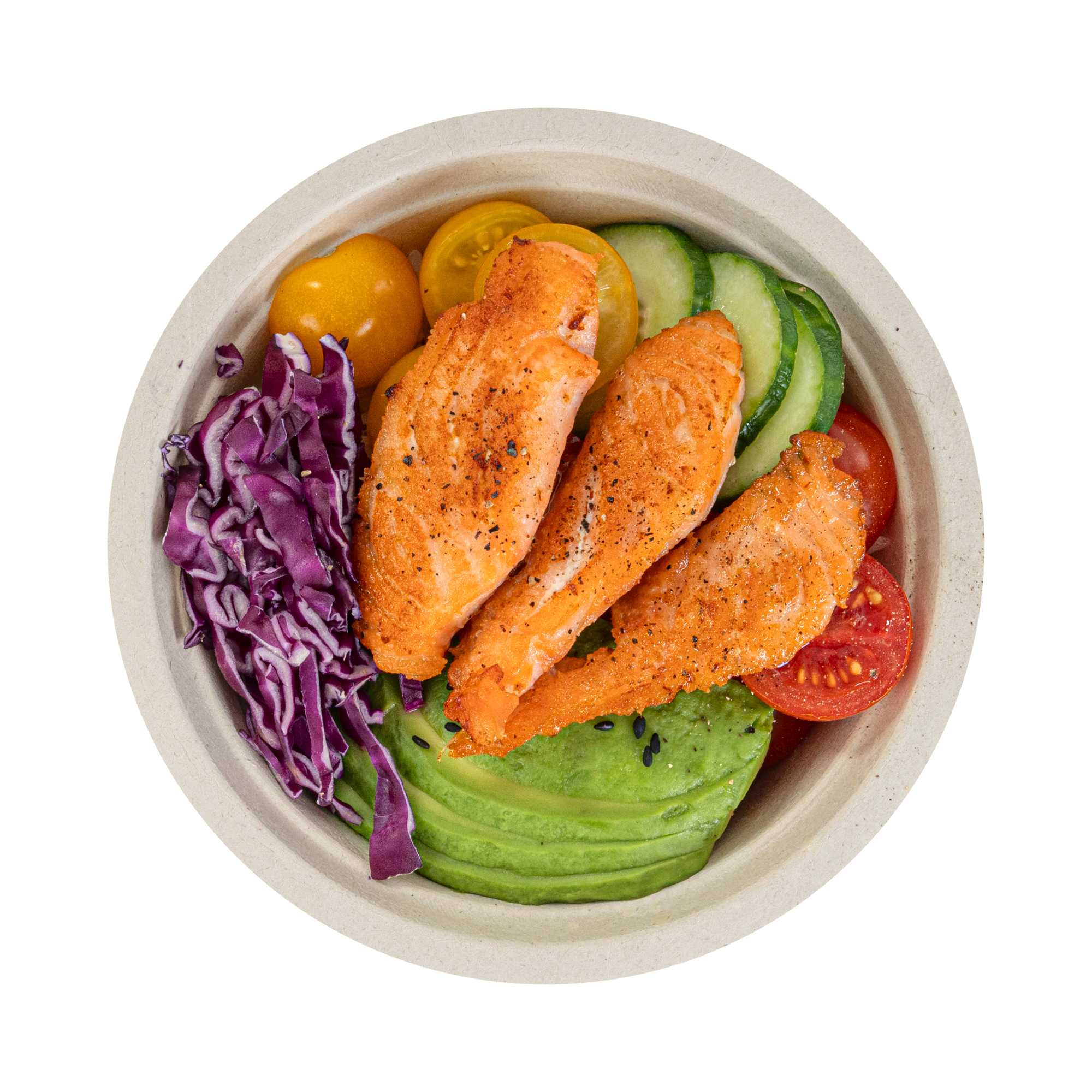 Pulp Tek 12 oz Round Natural Sugarcane / Bagasse Salad Bowl - 5 1/4" x 5 1/4" x 1 3/4" - 100 count box