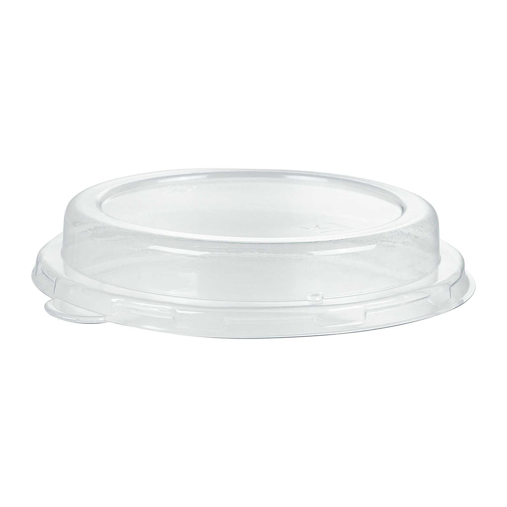 Pulp Safe Round Clear Plastic Dome Lid - Fits 18 oz Bagasse Salad Bowl - 100 count box