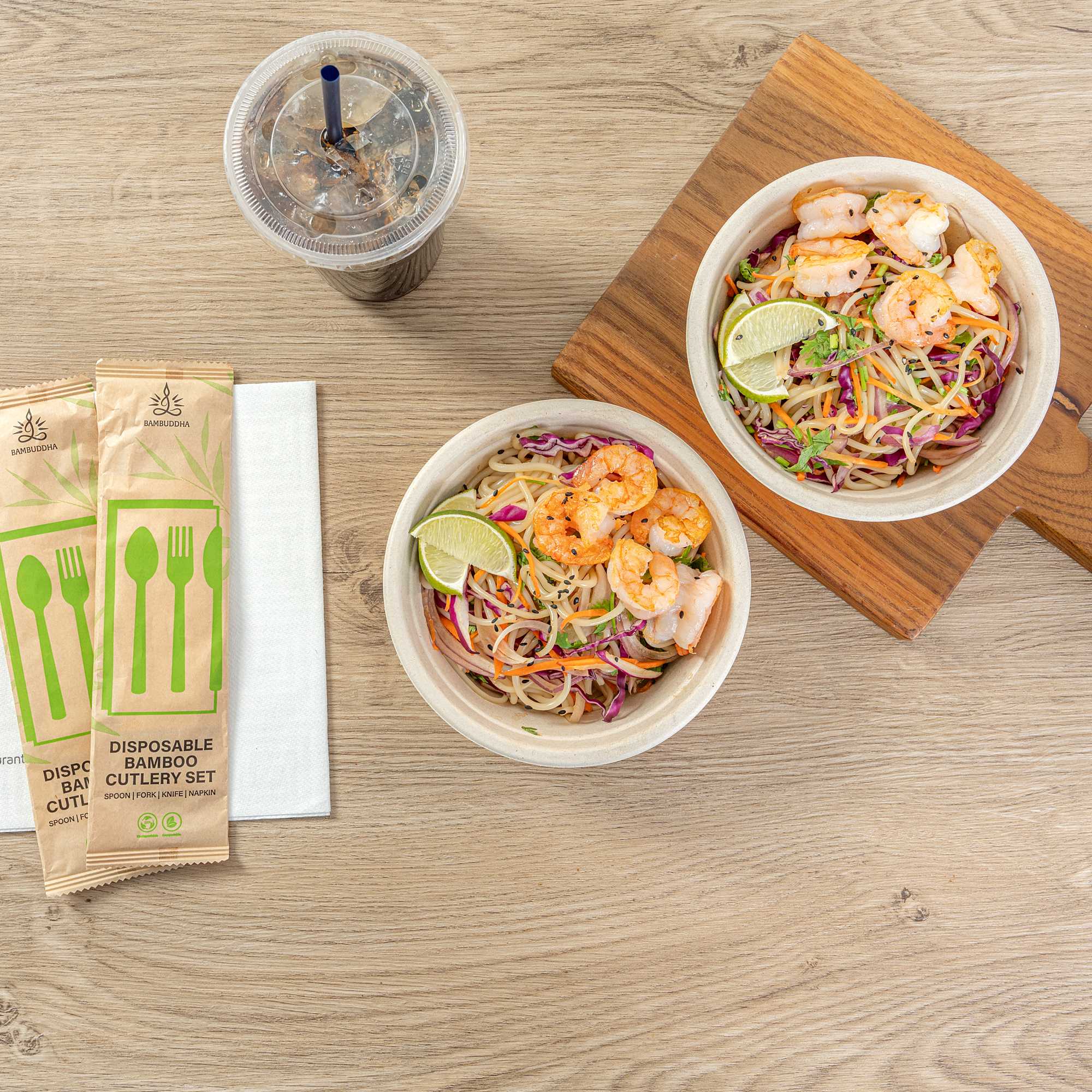 Pulp Tek 18 oz Round Natural Sugarcane / Bagasse Salad Bowl - 6 1/4" x 6 1/4" x 1 3/4" - 100 count box